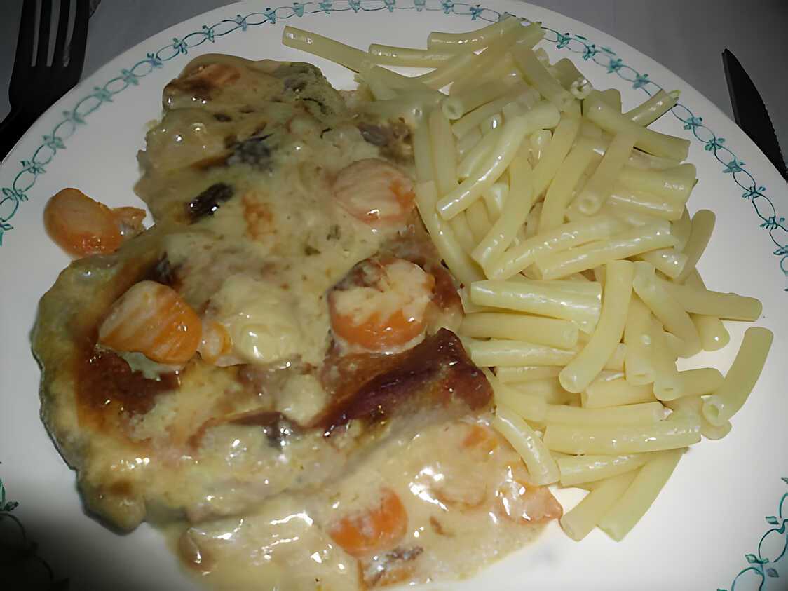 Recette de Cote de porc sauce cremeuse aux légumes