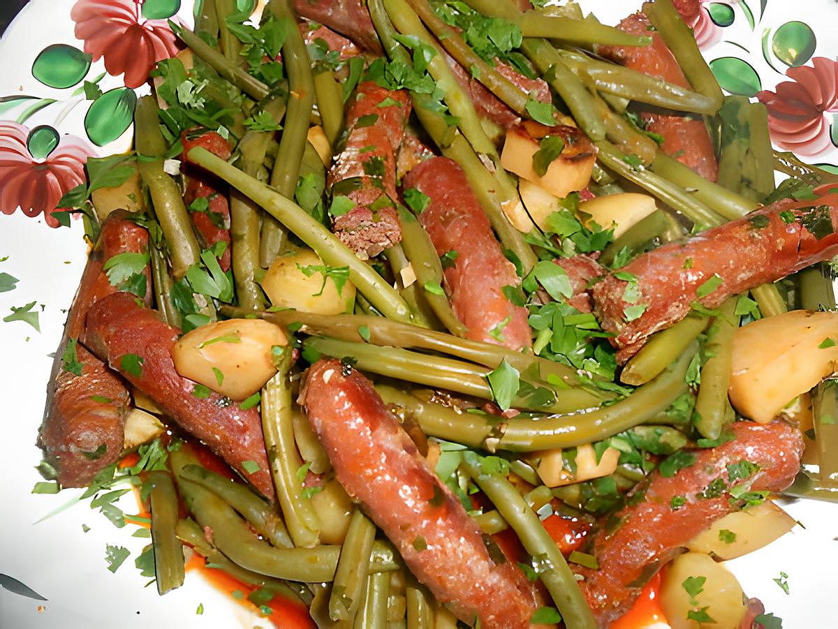 recette Haricots vert aux merguez