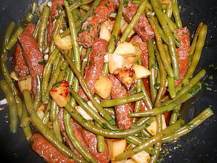 recette Haricots vert aux merguez