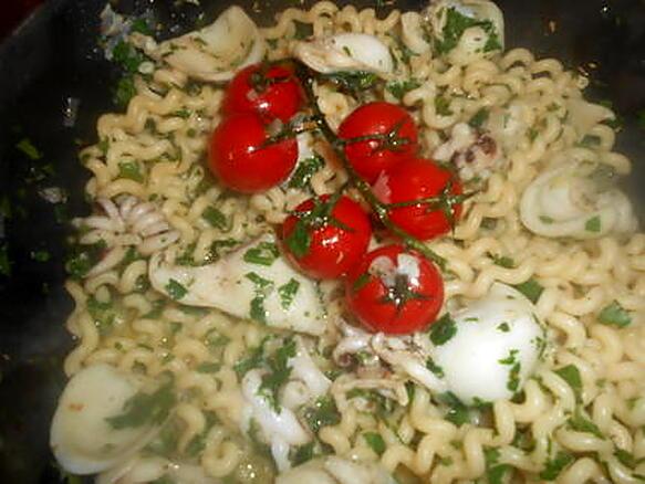 Recette de Fusilli lunghi aux petites seiches