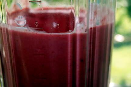 recette Smoothie banane,framboises,fraises,poire