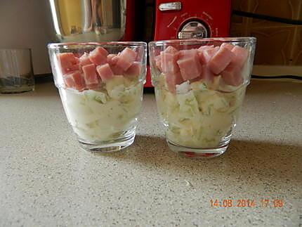 recette Verrine concombre, kiri et jambon