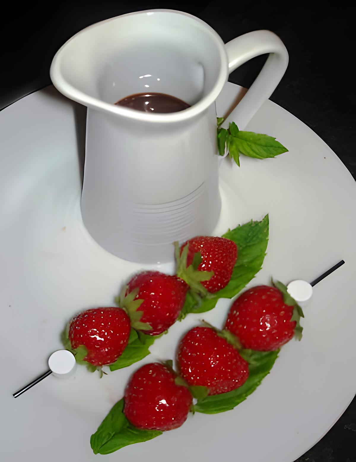 recette Brochettes de fraises Mara à la sauce Nutella