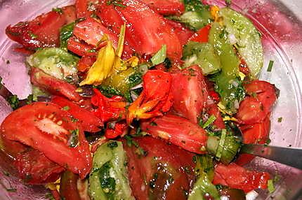 recette Salade de tomates multicolores