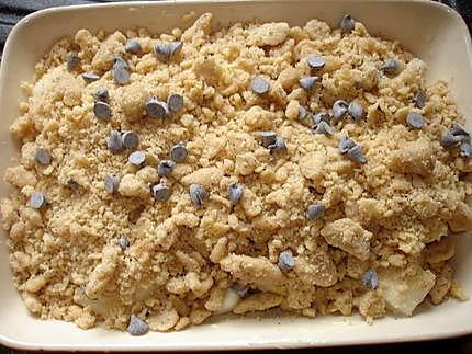 recette Crumble poire et pépites de chocolat