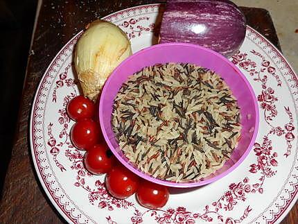 recette Riz trois saveurs et aubergine