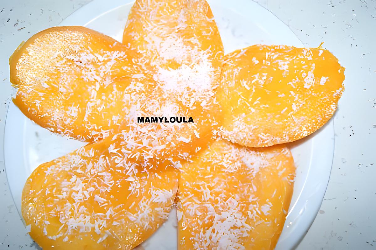 recette Carpaccio de mangue à la noix de coco