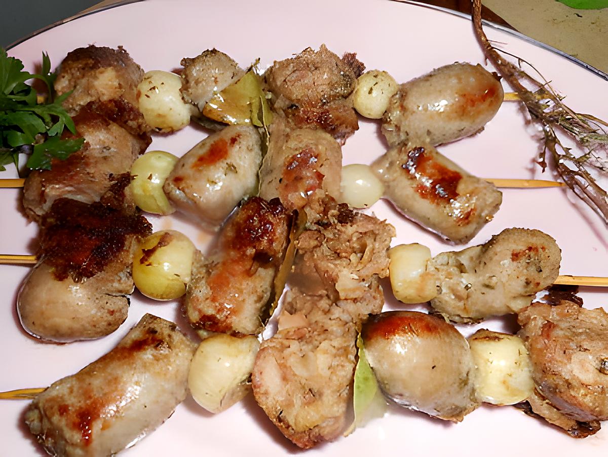 recette Brochettes d andouillette et saucisse