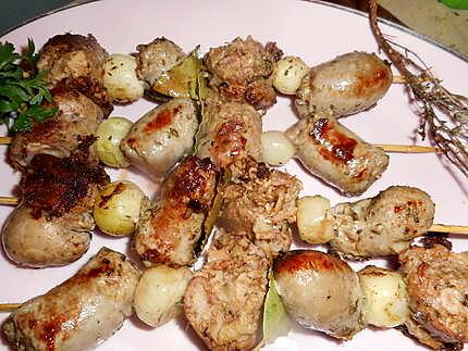 recette Brochettes d andouillette et saucisse