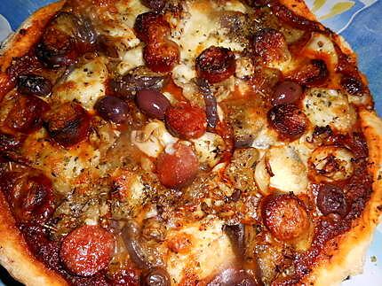 recette Pizza aux seiches ,aubergine et chorizo