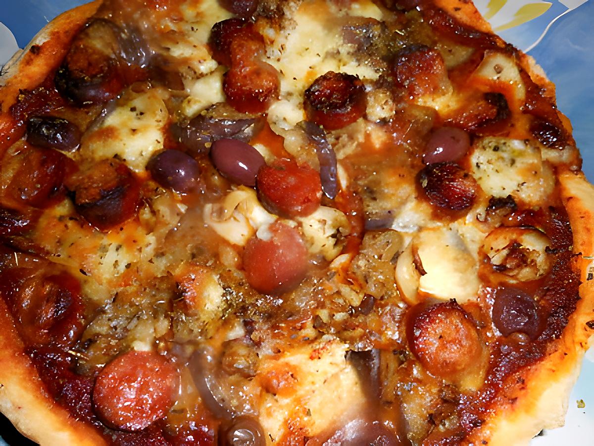 recette Pizza aux seiches ,aubergine et chorizo