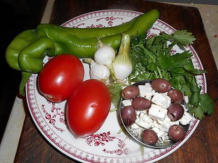 recette Salade de tomate,poivron a la féta