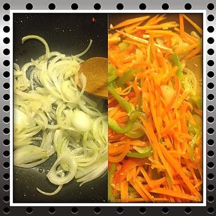 recette Légumes sautés au poulet et aux nouilles ou stir fried noodles