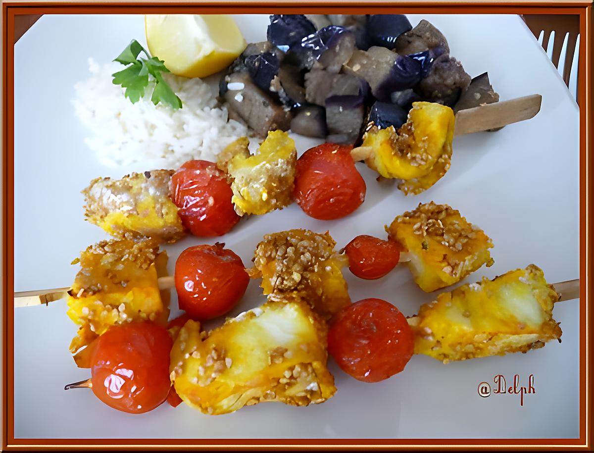 recette Brochettes de cabillaud au curcuma et sésame