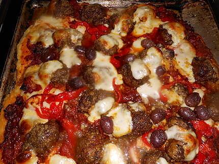 recette Pizza aux boulettes de viande