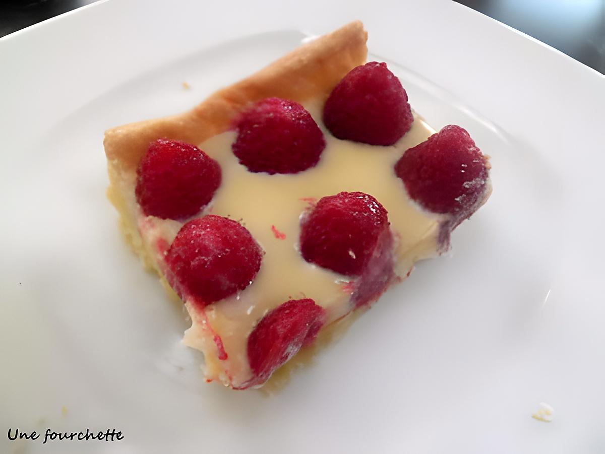 recette Tarte à la framboise et aux chocolats blancs