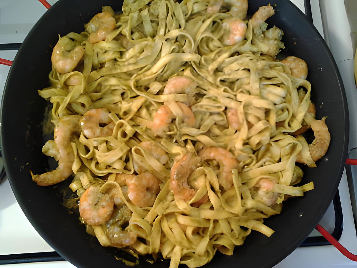 recette tagliattelles fraîches crevettes et pesto