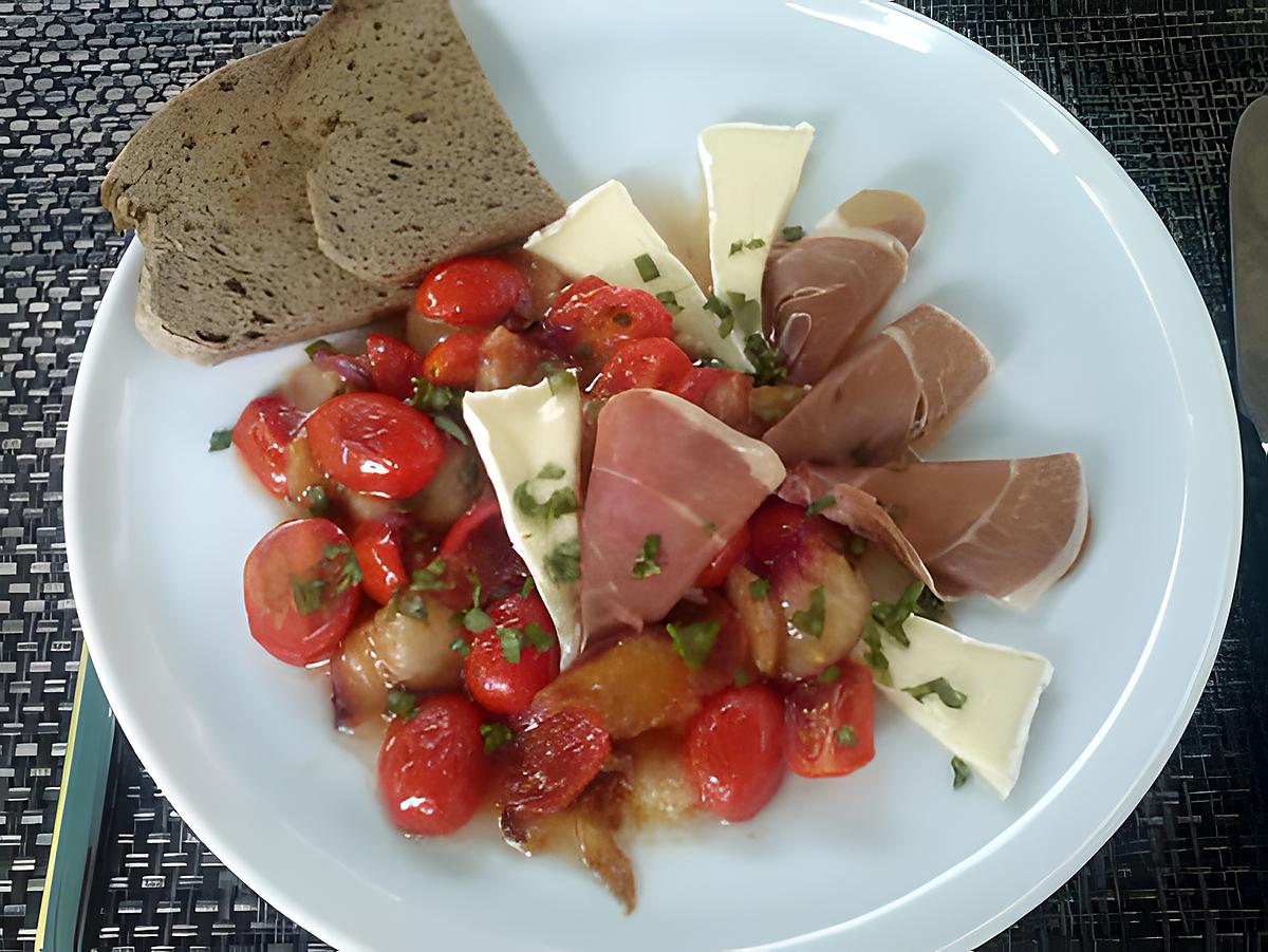recette Pêches et salade aux tomates