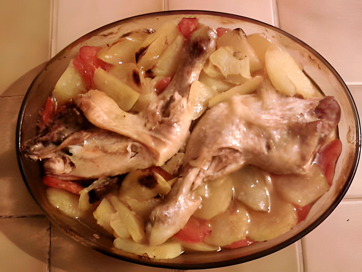 recette Cuisses de poulet, pommes de terre et tomate au four
