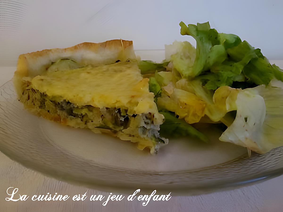 recette Quiche aux courgettes , champignons et thon