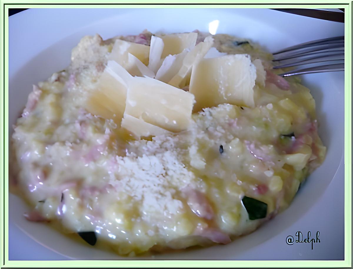 recette Risotto aux courgettes safranées et râpé de jambon