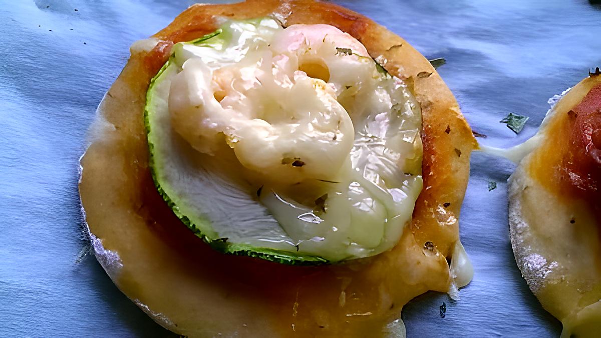 recette mini -pizzas courgette /crevette