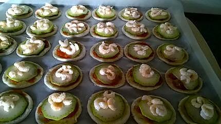 recette mini -pizzas courgette /crevette