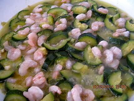 recette Spaghetti  crevettes courgettes