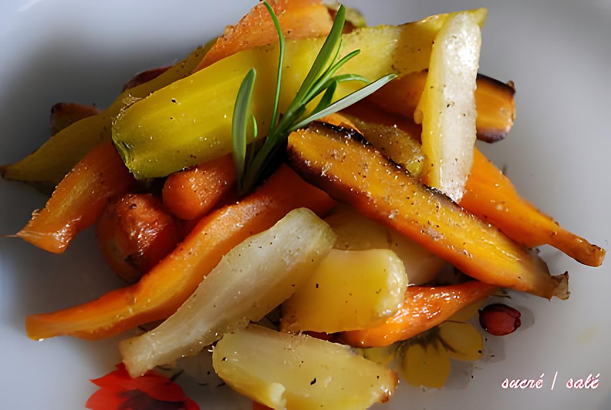 recette carottes rôties au miel et romarin