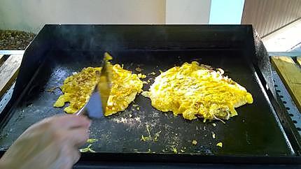 recette omelette aux oignons et aux pomme de terre  à la plancha