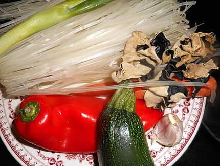 recette Nouilles fines de riz aux légumes