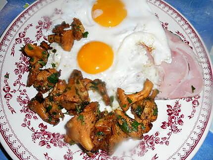 recette Oeufs plat jambon,girolles