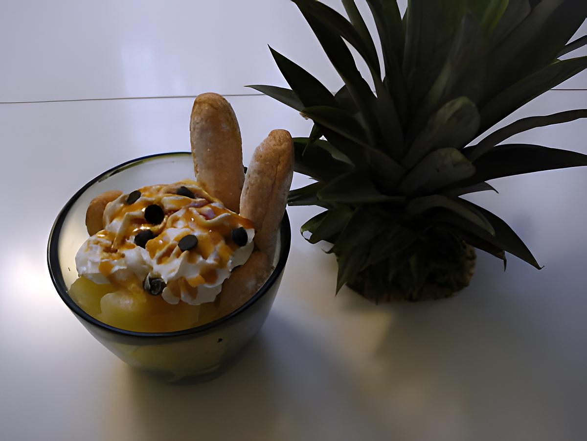 recette Salade d'ananas chantilly et pepites de chocolat