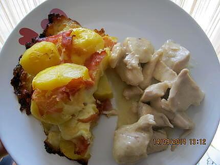 recette Tortino di patate , servi avec le blanc de poulet au citron