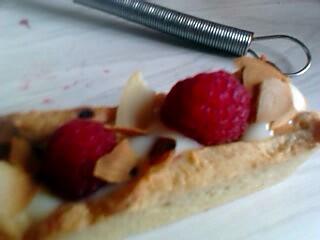 recette tartelette rectangulaire framboise et ganache chocolat blanc