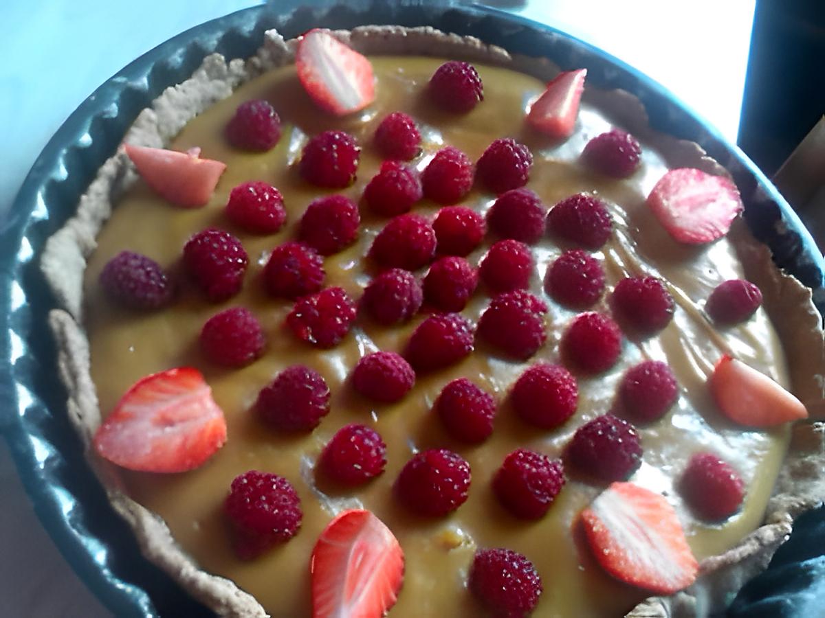 recette tarte à la crème pâtissière chocolaté fruité