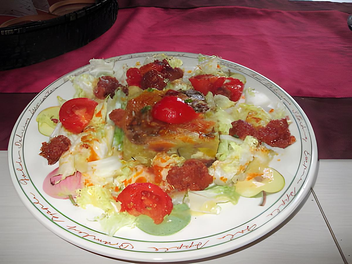 recette gratin   courgette spaghetti ; salade tomate;;; soubressade, longanisse
