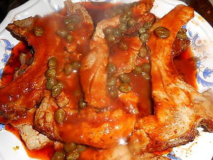 recette Emincé de porc sauce tomate aux capres