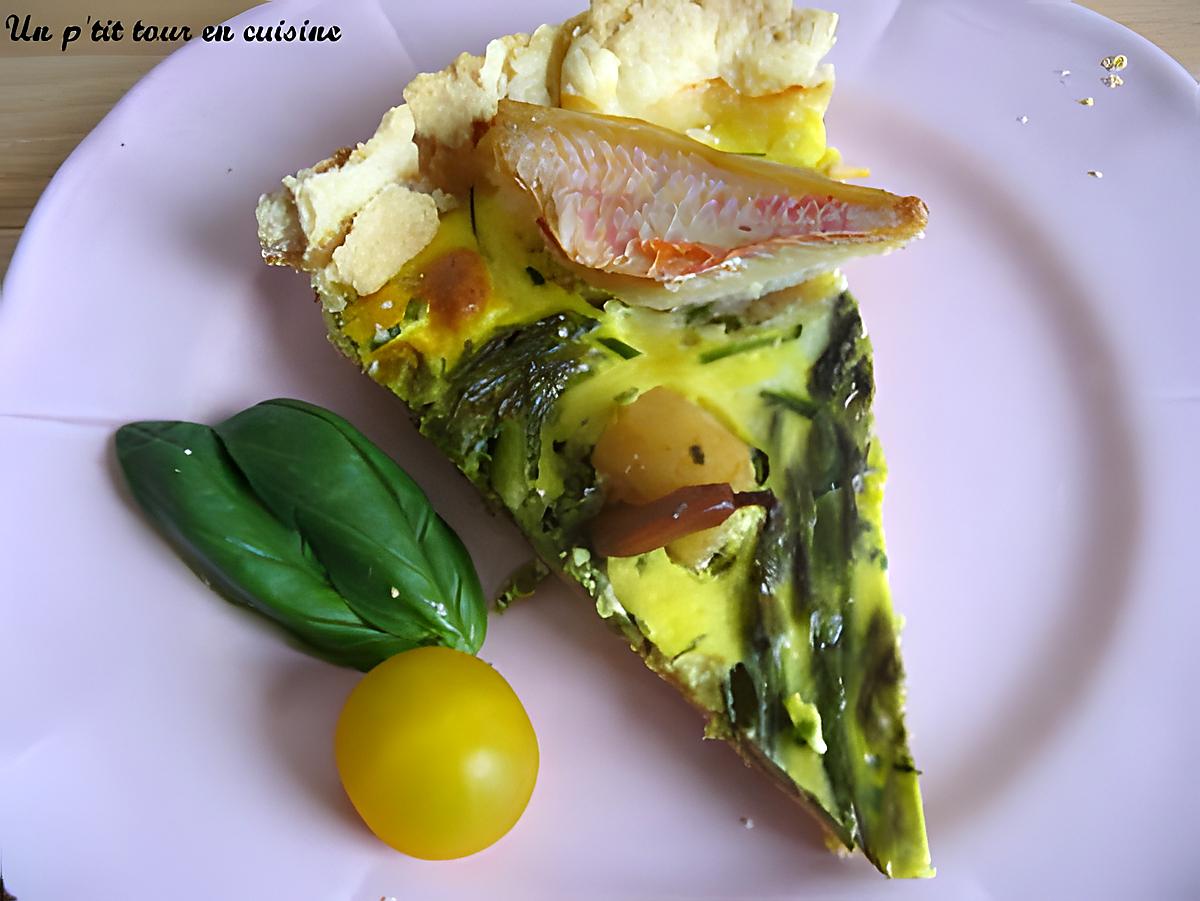 recette Tarte aux asperges, saint jacques et filets de rougets