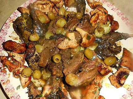 recette Canard colvert petits oignons,olives et pieds de mouton