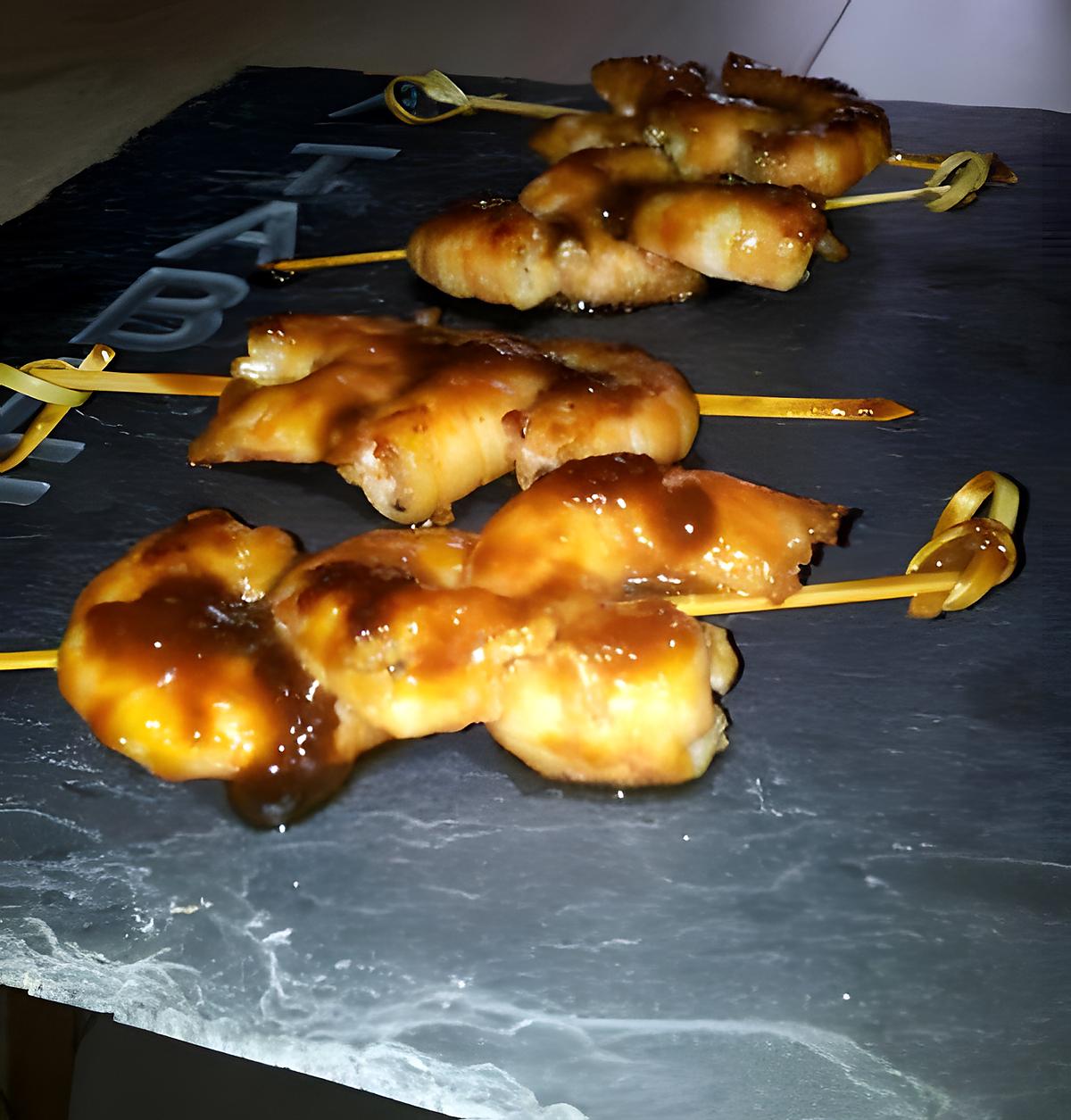 recette Brochettes apéritive de crevettes yakitori