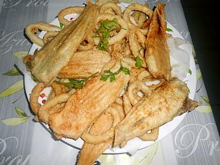 recette DUO DE SOLES ET CALAMARS FRITS