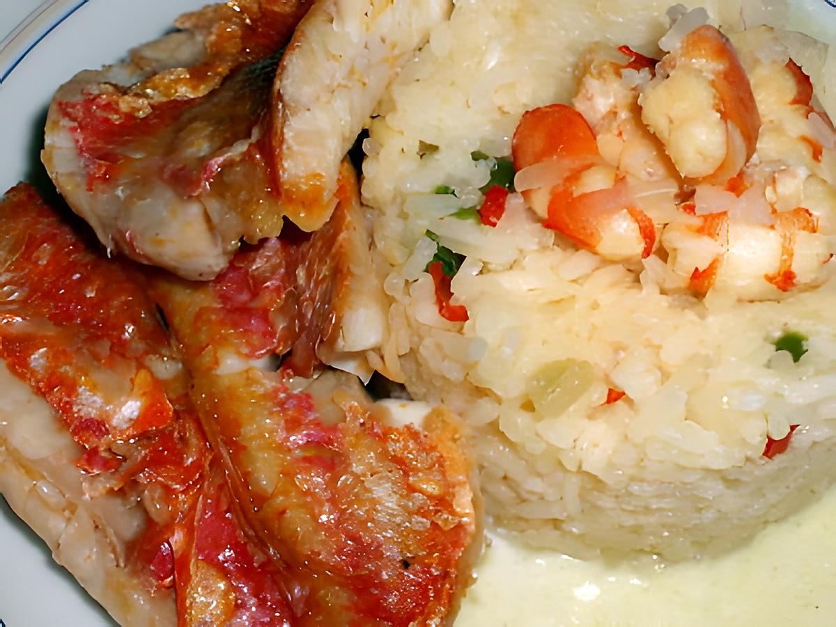 recette Filets de rouget et riz aux crevettes