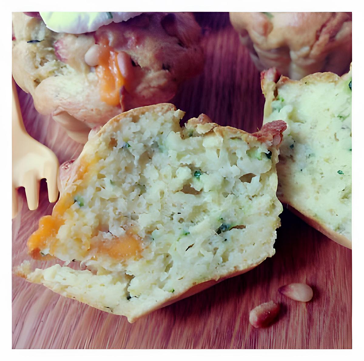 recette muffin salé au Fromage Fouetté Madame Loïk, courgettes, mimolette vieille et pignons de pin