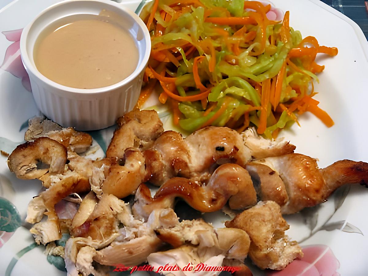 recette Brochettes de poulet, sauce aux arachides.