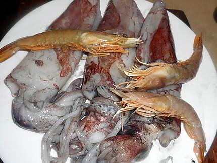 recette Calamar farci aux gambas