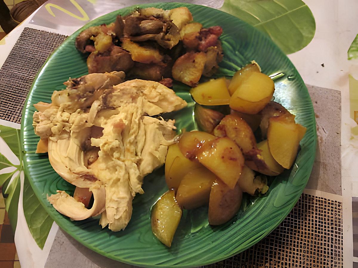 recette poulet forestier farci aux lardons et pain aillé