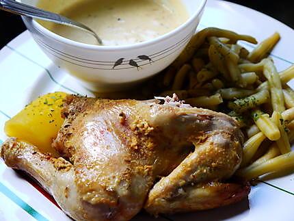 recette Coquelet en crapaudine  sauce moutarde