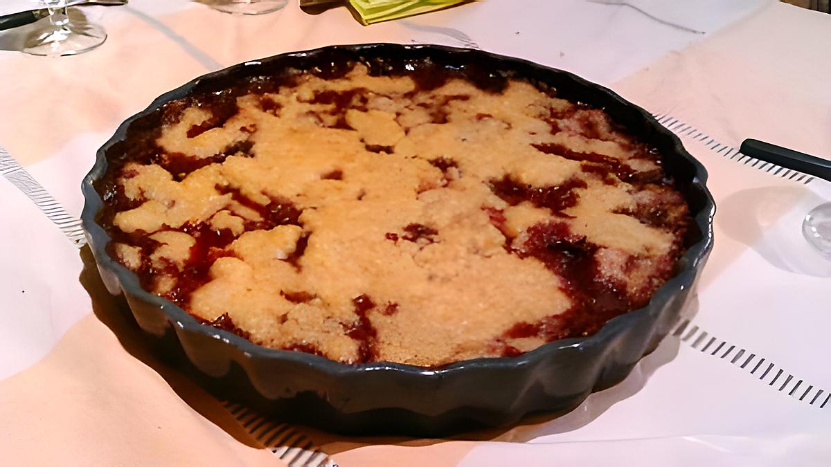 recette Crumble framboise - chocolat