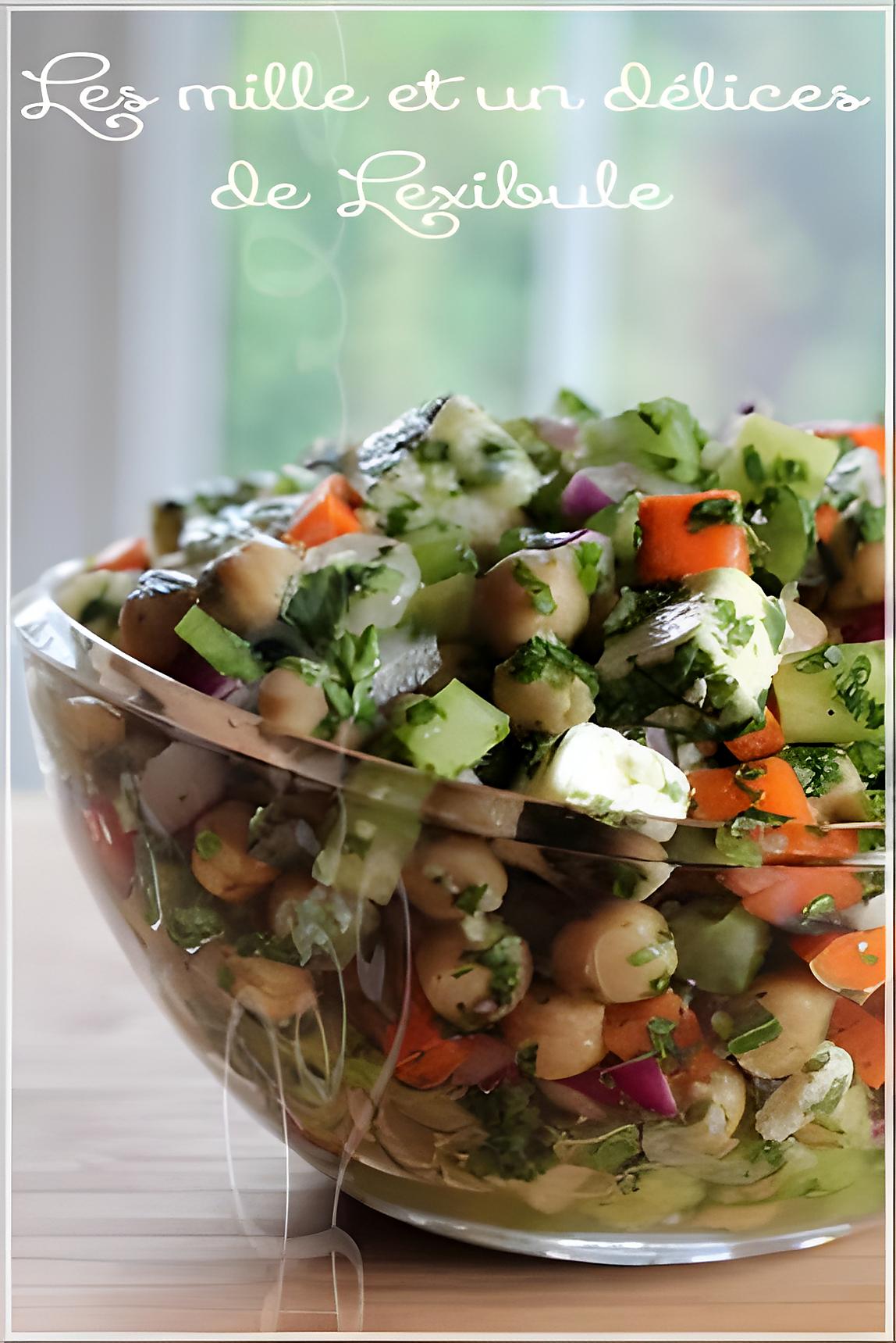 recette ~Salade de pois chiches, concombres et herbes fraîches~